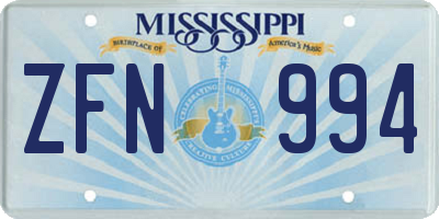 MS license plate ZFN994
