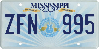 MS license plate ZFN995