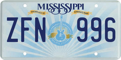MS license plate ZFN996