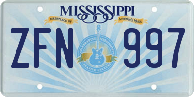 MS license plate ZFN997