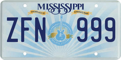 MS license plate ZFN999