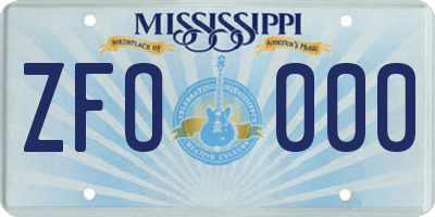MS license plate ZFO000