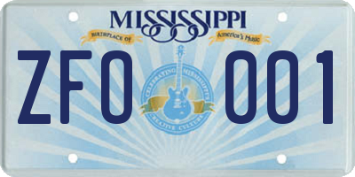 MS license plate ZFO001
