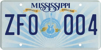 MS license plate ZFO004