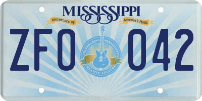 MS license plate ZFO042