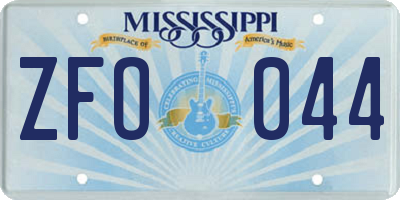 MS license plate ZFO044