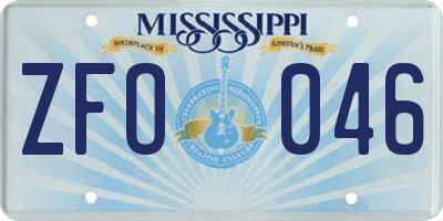 MS license plate ZFO046
