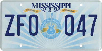 MS license plate ZFO047