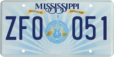 MS license plate ZFO051