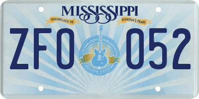 MS license plate ZFO052