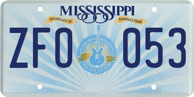 MS license plate ZFO053