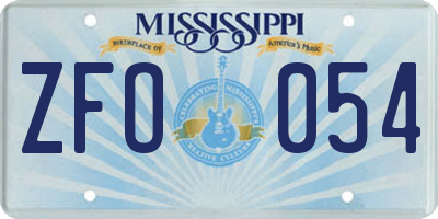 MS license plate ZFO054