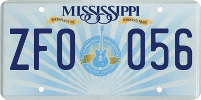 MS license plate ZFO056