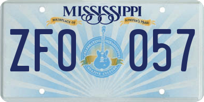 MS license plate ZFO057