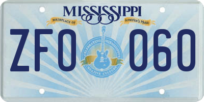 MS license plate ZFO060
