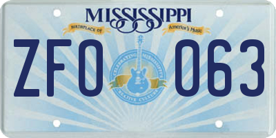 MS license plate ZFO063