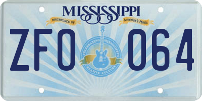 MS license plate ZFO064