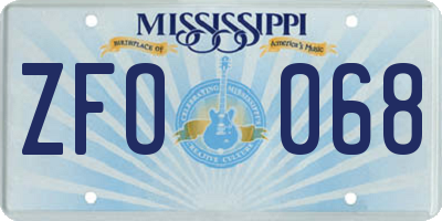 MS license plate ZFO068