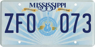 MS license plate ZFO073