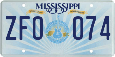 MS license plate ZFO074