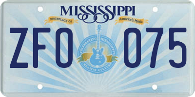 MS license plate ZFO075