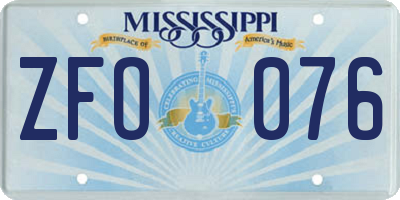 MS license plate ZFO076