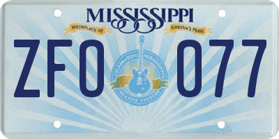 MS license plate ZFO077