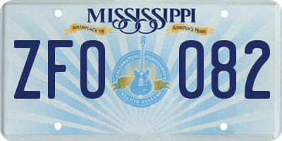 MS license plate ZFO082