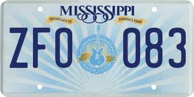 MS license plate ZFO083