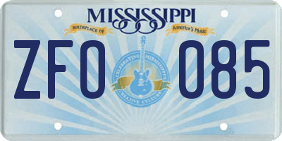 MS license plate ZFO085