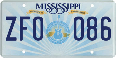 MS license plate ZFO086