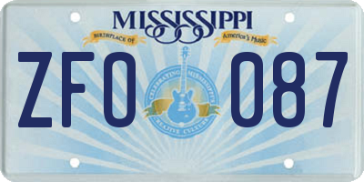 MS license plate ZFO087