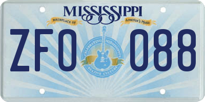 MS license plate ZFO088