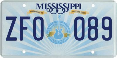 MS license plate ZFO089