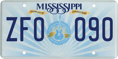 MS license plate ZFO090