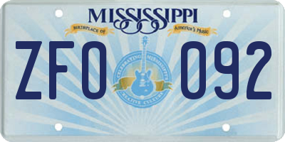 MS license plate ZFO092