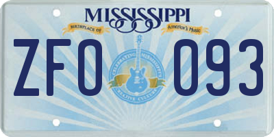 MS license plate ZFO093