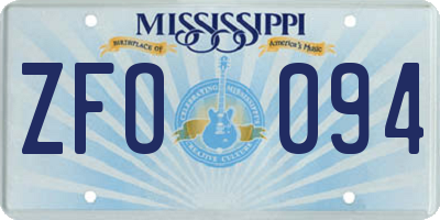 MS license plate ZFO094