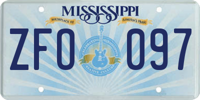 MS license plate ZFO097