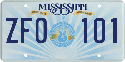 MS license plate ZFO101