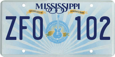 MS license plate ZFO102