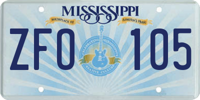 MS license plate ZFO105