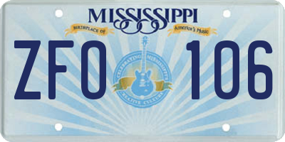 MS license plate ZFO106