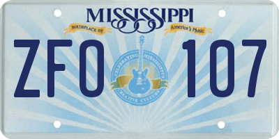 MS license plate ZFO107