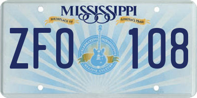 MS license plate ZFO108
