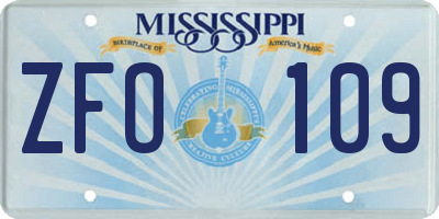 MS license plate ZFO109