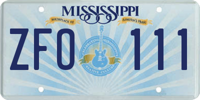 MS license plate ZFO111