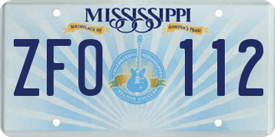 MS license plate ZFO112