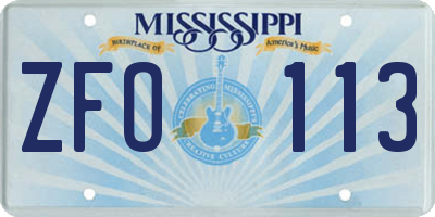 MS license plate ZFO113