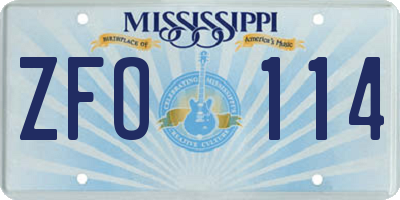 MS license plate ZFO114
